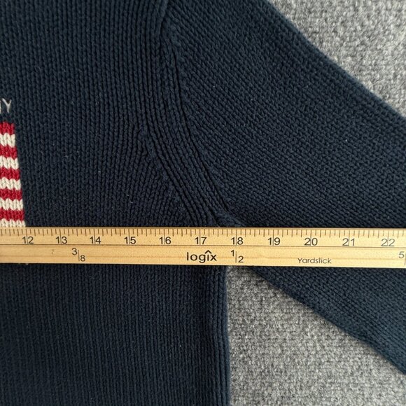 Polo Jeans Ralph Lauren Flag Sweater Knit Large Blue Embroidered Turtleneck - Picture 8 of 16